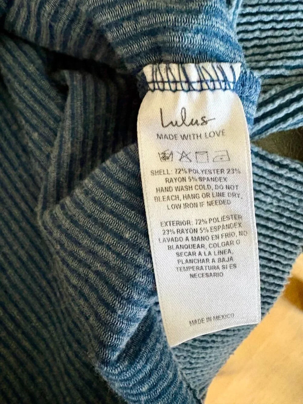 Lulus Slate Blue Textured Ribbed Long Sleeve Crop Top - Picture 6 of 6